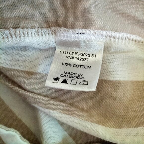 (1042)Papaya Tan& White Striped High Waisted Shorts with Tie Belt Size M - Picture 5 of 6